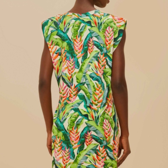 NWT FARM RIO Off-White Heli Leaves Organic Cotton T-Shirt Mini Dress SIZE M - Picture 2 of 3